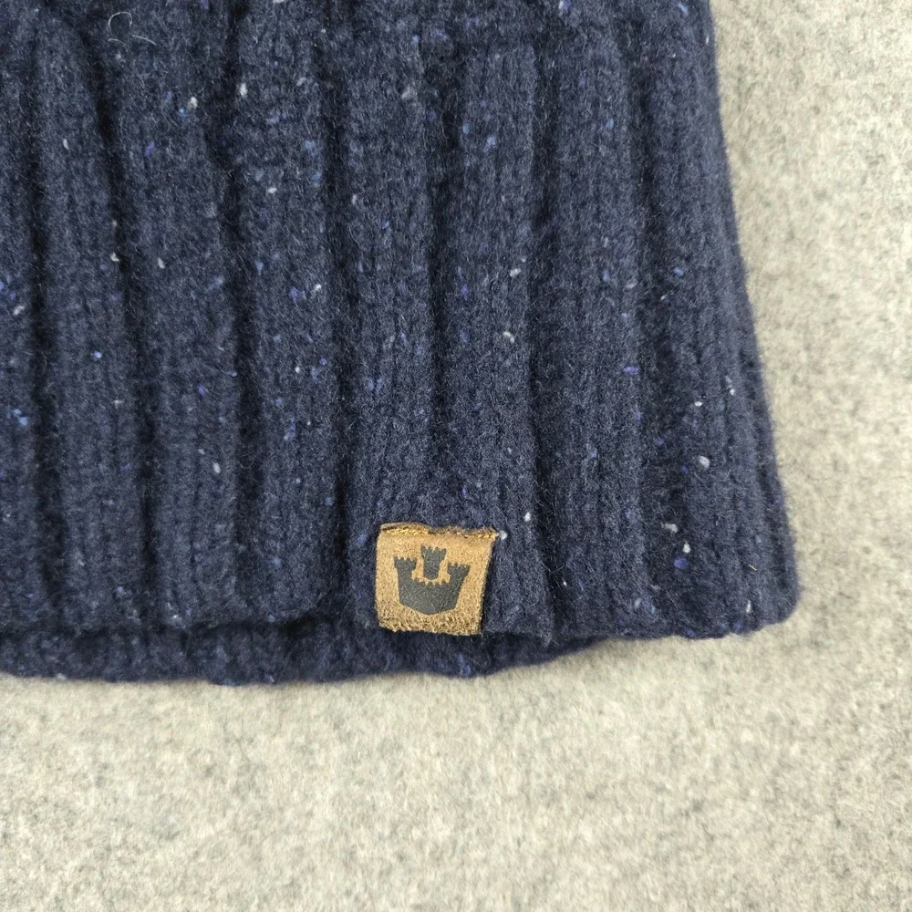 Goorin Bros Beanie Mens OS Navy Blue Cable Knit Lambswool Blend Winter Hat Logo